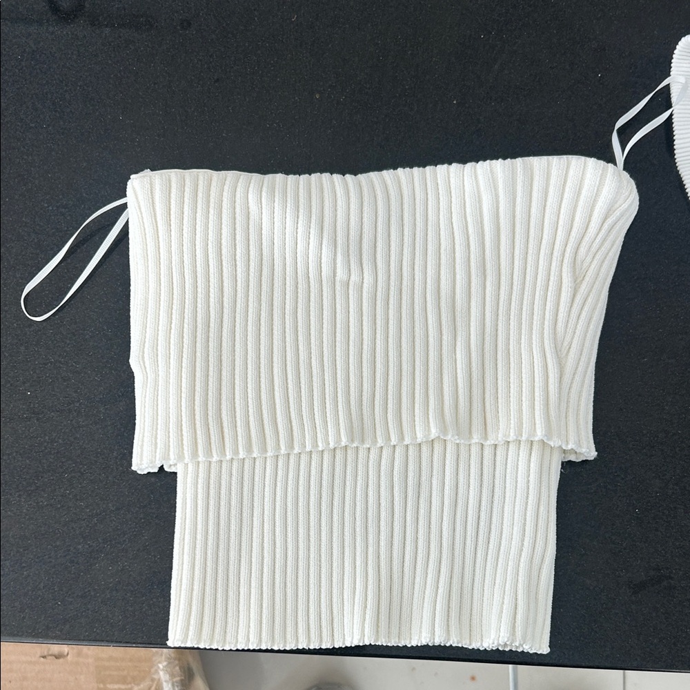 Zara White Ribbed Camisole Top